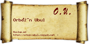 Orbán Ubul névjegykártya
